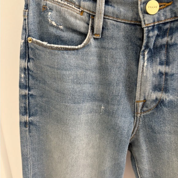 Frame Le High Straight In Surrey Jeans Raw Hem Edge Slit Ankle Size 25 - Picture 11 of 17
